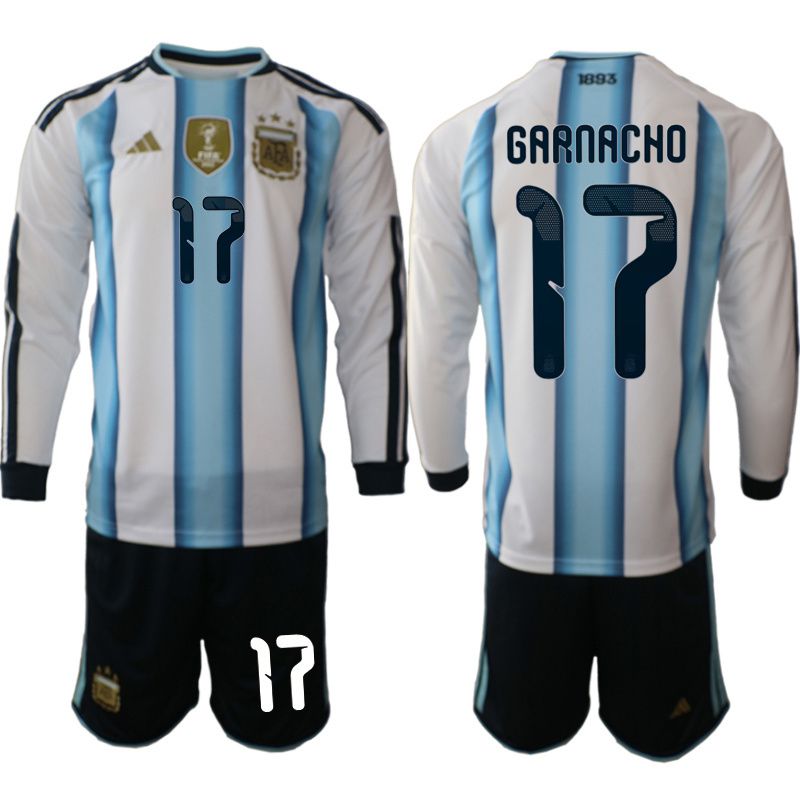 Men 2026 World Cup National Team Argentina home blue #17 long sleeve Soccer Jersey